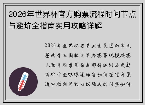 2026年世界杯官方购票流程时间节点与避坑全指南实用攻略详解 2026年世界杯官方购票流程时间节点与避坑全指南实用攻略详解